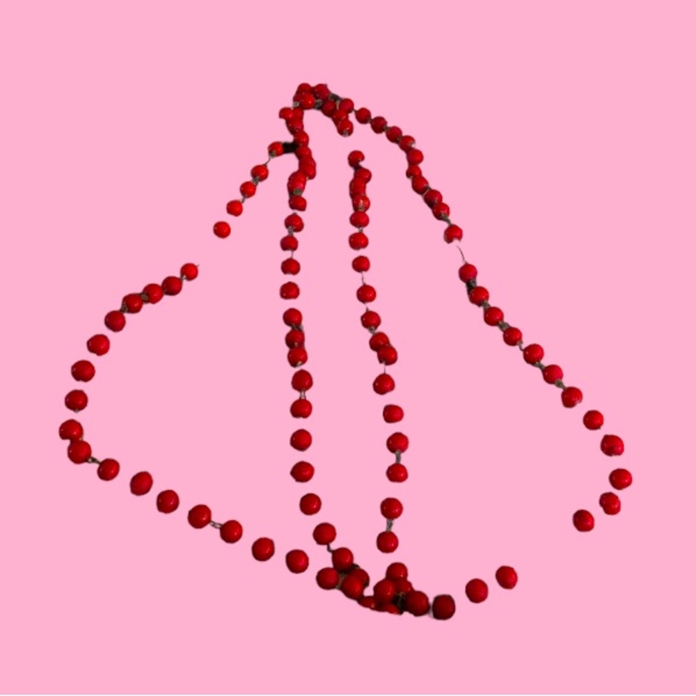 Vintage Opera Length Necklace w/ Red Beads